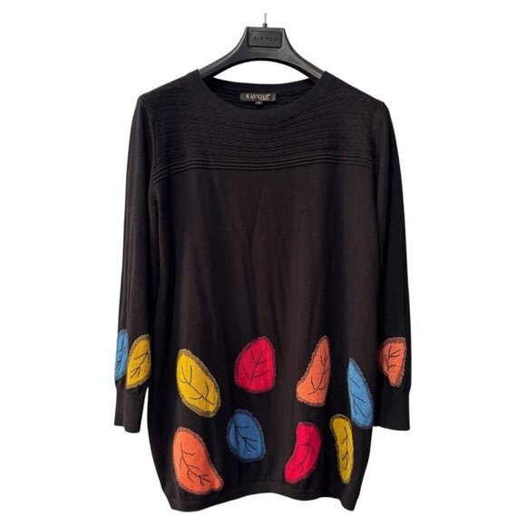 LAVENA LADIES XL FALL LEAVES LONG SLEEVE ACRYLIC/VISCOSE - Picture 1 of 5